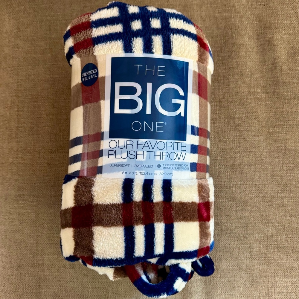 The Big One Plaid Maroon and Navy Plush Throw